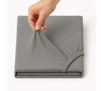 Famille Parure de lit Premium Qualité 100% Coton Jersey Drap-Housse, lit Simple, Gris