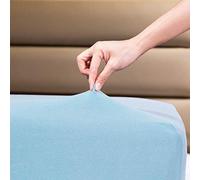 Famille Parure de lit Premium Qualité 100% Coton Jersey Drap-Housse, lit Super King Size, Bleu