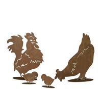 Famille Poulet Métal 4-teilig Décoration Rouille Noble Poussin Coq Max. 35 CM