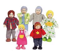 Famille Poupées de Hape, Jouet Récompensé, Accessoire Unique pour la Maison de Poupée en Bois, en courage l'Imagination, Famille de 6 Poupées de Type Caucasien