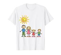 Famille sous Un Soleil Souriant Mignon Parent Enfant Art T-Shirt Graphique avec Valeur