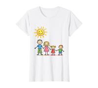 Famille sous Un Soleil Souriant Mignon Parent Enfant Art T-Shirt Graphique avec Valeur
