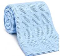 Family Bedding Couverture cellulaire en Coton Bleu - King Size - Couvre-lit Thermique léger réversible - Design Traditionnel Doux (230 x 260 cm)