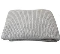 Family Bedding Couverture cellulaire en Coton Gris - Lit Simple | Couvre-lit Thermique léger réversible | Design Traditionnel Doux (180 x 230 cm)