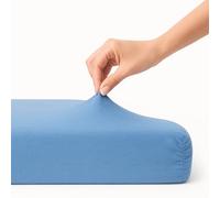 Family Bedding Drap-housse 100% jersey de coton Bleu 100 x 200 cm