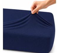 Family Bedding Drap-housse king size Poche profonde en jersey doux 100%coton extensible dans 4 directions, bleu marine-Résistant au rétrécissement et à la décoloration. (Roi (160x200cm), Bleu Marine)