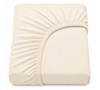 Family Bedding Famille Parure de lit de qualité Premium 100% Coton Jersey Drap-Housse, lit King Size, crème