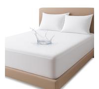 Family Bedding Protège-matelas double | Imperméable et respirant | Doux et silencieux | Poche profonde et bande élastique à 360° | Blanc
