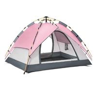 Family Camping Tent 4-5 People Large Quick Setup Pink and Green Hiking Foldable Folding Double Layer(Pink)