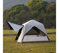 Family Camping Tent, Pop Up Tent 4 Person Family Dome Tent Waterproof Windproof with Roof Skylights, 2 in 1 Double Layers Outdoor Tents for Camping Hiking Backpacking Vision