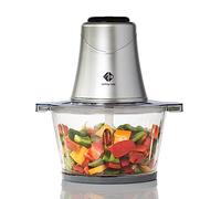 Family Care Hachoir Électrique, 4 Lames en Titane, 400W, Bol en Verre 1,2 Litres, Multifonction, Hachoir a Viande Électrique, Coupe Légumes, Amande, Glace, Oignon
