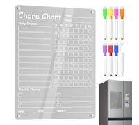 Family Chore Chart, Acrylic Magnetic Chore Board, Erasable Weekly Planner with Markers, Dry Erase Charts to Kids, Adults, Teens, Home Routine Organizer for Refrigerator or Wall, 11.97x8.98 inches