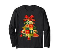 Family Christmas Patchwork Tree Holiday Xmas Vibes Men Women Manche Longue