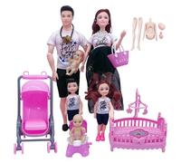 Family Doll Lot de 6 poupées Enceintes articulées Mobiles avec bébé dans Le Ventre, Papa et 4 Enfants pour l'éducation et Accessoires de Maison poupée, Zuhause Gebrauch