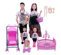 Family Doll Lot de 6 poupées Enceintes articulées Mobiles avec bébé dans Le Ventre, Papa et 4 Enfants pour l'éducation et Accessoires de Maison poupée, bébé, Enceinte