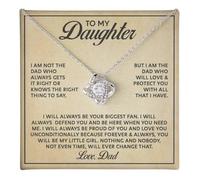 Family Freedom Finds Cadeau pour ma fille de la part de papa, carte d'anniversaire pour fille, collier avec pendentif père fille, collier nœud d'amour et carte de message, 18" - 22" (45.72 cm - 55.88