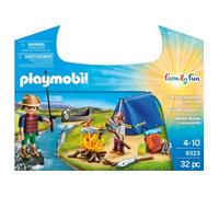 PLAYMOBIL 9323 Valisette Campeurs, Sports et Action, 2 personnages, tente, canoë et accessoires, 32 pièces, Dès 4 ans