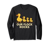 Family Funny Matching Group Our Flock Rocks Cute Yellow Duck Manche Longue