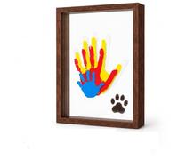Family Handprint Frame Kit, DIY Craft Keepsake Wooden Frame | With Acrylic Board, Colorful Paints, Creative Gift, for Couple, Family, Hand Mold Memory Gift(Walnut)