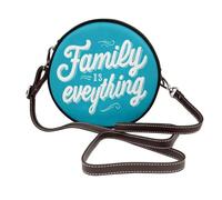 Family Is Everything On Sac à bandoulière rond en cuir pour femme Turquoise