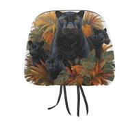Family of Panthers Lot de 2 housses d'appui-tête de voiture imprimées avec feuilles tropicales de la jungle et élastique et confortable pour homme et femme, s'adapte à la plupart des voitures