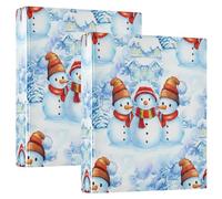 Family Snowmen Lot de 2 classeurs à 3 anneaux pour 200 feuilles Motif floral 31,5 x 27 x 6 cm