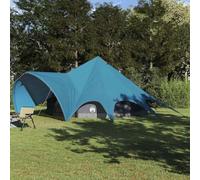 Family Teepee Tent, bleu et gris, 502 x 502 x 297 cm, polyester 185T, revêtement PU, abri de camping d'extérieur imperméable avec crochet léger, séparateur de pièce, ventilation pour groupes et