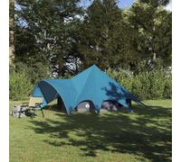 Family Teepee Tent, bleu et gris, polyester 185T, imperméable, résistant aux UV, séparateur de pièce, crochet léger, aérations, camping en plein air, arrière-cour, nuits de détente