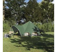 Family Teepee Tent, vert et gris, polyester 185T revêtu de polyuréthane, 312 x 312 x 197 cm, abri de camping d'extérieur imperméable avec crochet léger, aérations, séparateur de pièce, pour les