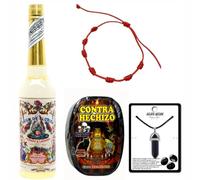 Familycom Florida Eau du Pérou Original Pack avec Pierre Agate Noire et Bracelet Rouge 7 Noeuds.Murray Et LanMan. Jaune.