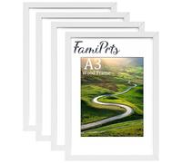 FamiPrts Lot de 4 cadres photo A3 en bois, polyvalents, double orientation (paysage/portrait), crochets muraux inclus, support mural pour la maison, le bureau, la galerie