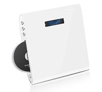 Famishow Lecteur DVD à fente pour TV avec sortie AV/HDMI et entrée USB, lecteur DVD HD 1080p avec câble HDMI, télécommande et câble AV, montage mural (blanc)