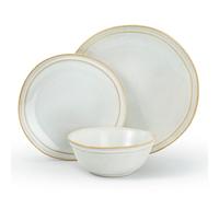 Famiware Aegean Service de table 18 pièces pour 6 personnes en grès résistant aux rayures - Service de table rond irrégulier fait à la main - Passe au micro-ondes et au lave-vaisselle - Cappuccino