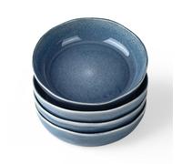 famiware Aurora - Grands bols à pâtes de 22,2 cm pour cuisine, salade, soupe, assiettes à pâtes irrégulières en grès - Passe au micro-ondes et au lave-vaisselle - Vernis réactif, résistant aux rayures