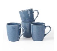 famiware Aurora Lot de 4 tasses à café en grès pour cuisine, cappuccino, latte, glaçage réactif, passent au micro-ondes - Résistantes aux rayures - 414 ml - Bleu lagon