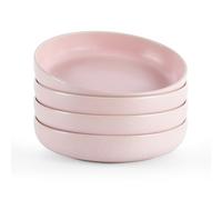 famiware Milkyway Lot de 4 grands bols à salade de 21,6 cm, double vitrage réactif, robustes et empilables, parfaits pour une pendaison de crémaillère, des festivals, rose clair