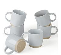 famiware Milkyway Lot de 6 tasses à café de 355 ml avec poignée pour café, thé, cacao, lait, gris clair