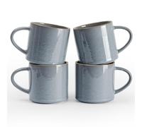 famiware Nature Lot de 4 tasses à café avec poignée pour café, thé, cacao et lait, passent au micro-ondes et au lave-vaisselle, 414 ml, bleu clair