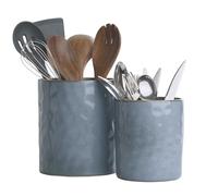 famiware Ocean Lot de 2 porte-ustensiles de cuisine en céramique pour comptoir, 18,3 cm + 14,7 cm, bleu