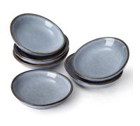 famiware Ocean Lot de 6 petits bols ovales en céramique pour sauce soja pour cuisine, 60 ml, pour accompagnement, apéritifs, collations et sushis, glaçage réactif, passent au lave-vaisselle, bleu