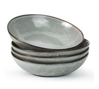 famiware Ocean Series Lot de 4 grands bols à pâtes ronds résistants aux rayures Gris