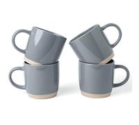famiware Tasses à café pour 4 personnes, ensemble de tasses de 388,5 g, tasse à boire avec poignée pour café, thé, cacao, lait, lait, lait, lait, série Milkyway, gris foncé