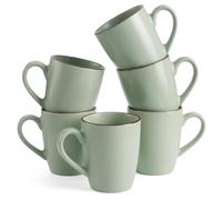 famiware Venus Lot de 6 tasses à café pour 6 personnes, tasse à boire avec poignée pour café, thé, cacao, lait, vert clair