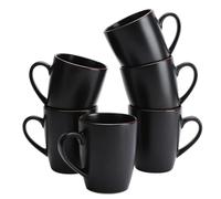 famiware Venus Lot de 6 tasses à café pour 6 personnes, tasse à boire avec poignée pour café, thé, cacao, lait, noir mat
