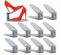 FAMKEEP 10PCS Support à Chaussures Réglables,3 Niveaux de Hauteur,Matériau PP,Economie d'Espace à Chaussures Support Rack (Gris)