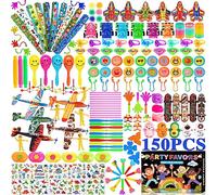 FAMKEEP 150PCS Party Favors Cadeau d'anniversaire pour Enfants,School Award Petits Jouets Fillers Cadeau de Classe mit Spirales Arc-en-Ciel,Toupie,Dinosaure Tatouage Enfant