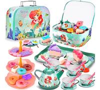 FAMKEEP 48PCS Service à Thé pour Enfants,Service à Thé Jouets, Dînette Enfant Accessoire Jeux de Cuisine,Jouet de Cuisine Faisant Semblant pour Enfants Filles 3 4 5 6 7 Ans