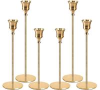 FAMKEEP Chandelier Bougeoir Dorés 6 Pcs, Bougeoirs Vintage Modernes Ensemble,Chandelier de Mariage,Or Bougeoirs Porte-Bougies pour Salle À Manger Salon d'anniversaire Décor À Maison