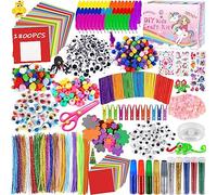 FAMKEEP Kit Bricolage Enfant 1800 Activites Manuelles pour Enfants, Bricolage Enfant Pipe Cleaners Crafts Set, Fournitures Éducatives, Loisirs Créatifs pour Enfants,Yeux Gluants, EVA Fleurs et Plumes