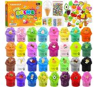 FAMKEEP Kit Slime Fluffy pour Enfants 32 pcs Mini Slimes kit Crystal Slimes,Doux et Antiadhésif,Cotillons de Slime Parfumés,Jouet Anti-Stress pour Filles et Garçons
